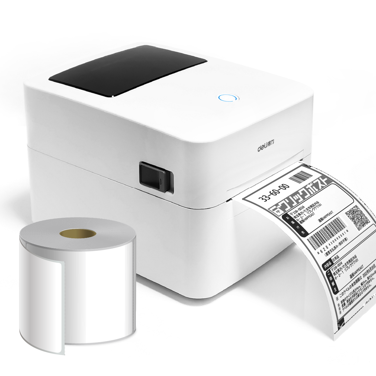 Deli 感熱ラベルプリンター サーマルラベルプリンター 感熱シールプリンター 感熱プリンター USB接続 高速印刷 クリックポスト FBA配送ラベル  クロネコヤマトサーマルラベル PDラベル 飲食店配達ラベル 小包 物流 108mm幅対応 A6サイズ相当 日本語説明書
